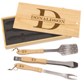 3-Piece BBQ Set in Wooden Pine Box