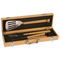 3-Piece Bamboo BBQ Set in Bamboo Case
