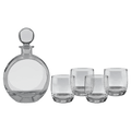 Polar Camel 750 mL Flat Round Glass Decanter Set with Four DG302S 10 oz. Rocks Glasses in Black Gift Box with Printed Paper Sleeve