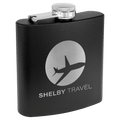 6 oz. Matte Black Powder Coated Laserable Stainless Steel Flask