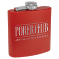 6 oz. Matte Red Powder Coated Laserable Stainless Steel Flask