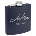 6 oz. Matte Navy Blue Powder Coated Laserable Stainless Steel Flask