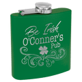 6 oz. Matte Green Powder Coated Laserable Stainless Steel Flask