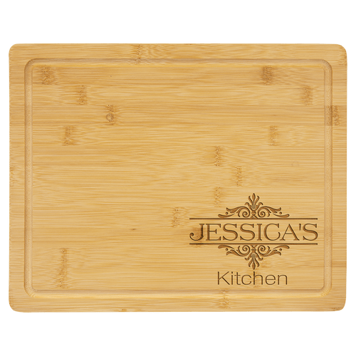 13 3/4" x 11" Bamboo Cutting Board with Drip Ring