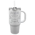 Polar Camel 32 oz. White Travel Mug with Snap Lid and Straw