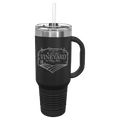 Polar Camel 40 oz. Black Travel Mug with Snap Lid & Straw
