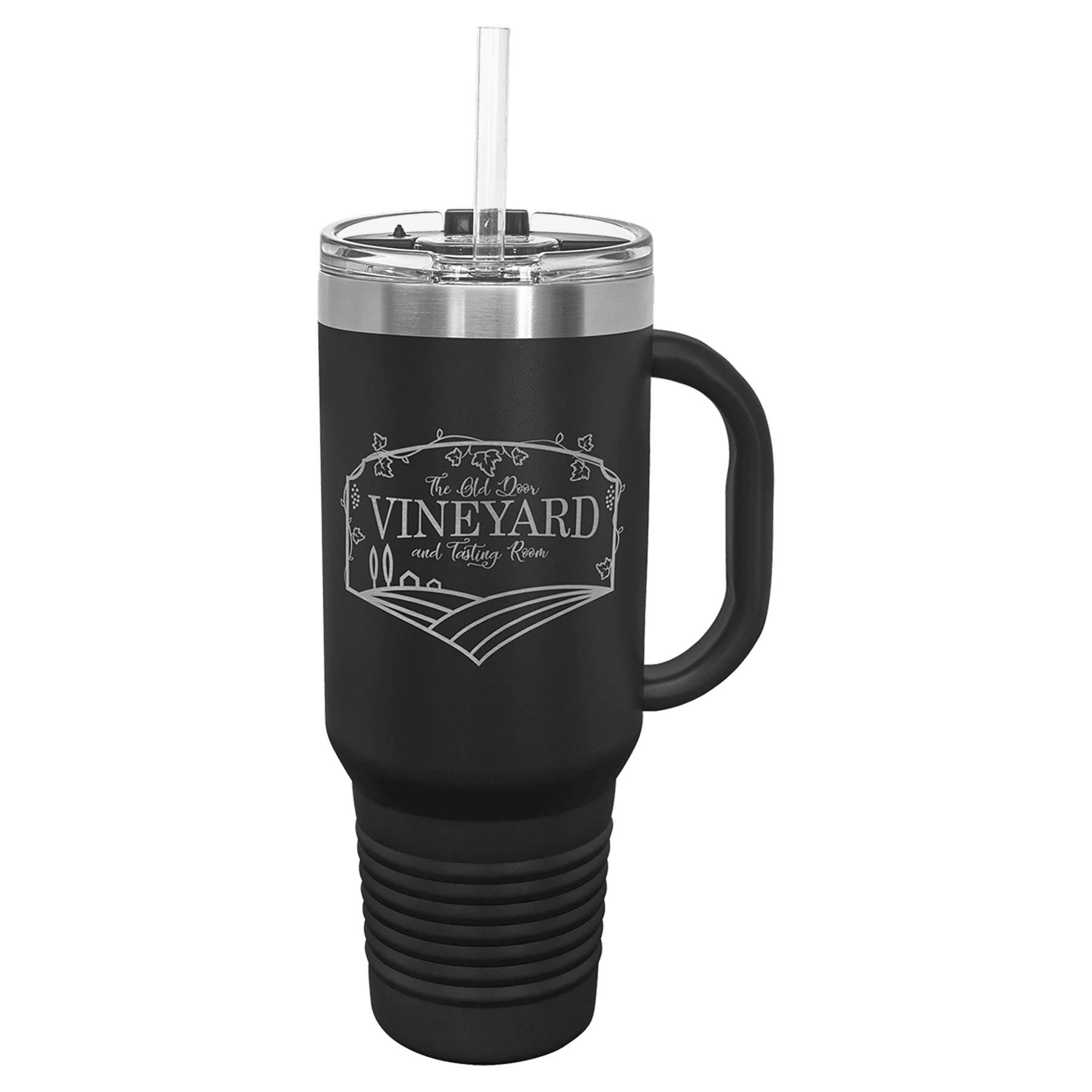 Polar Camel 40 oz. Black Travel Mug with Snap Lid & Straw