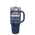 Polar Camel 40 oz. Navy Blue Travel Mug with Snap Lid & Straw