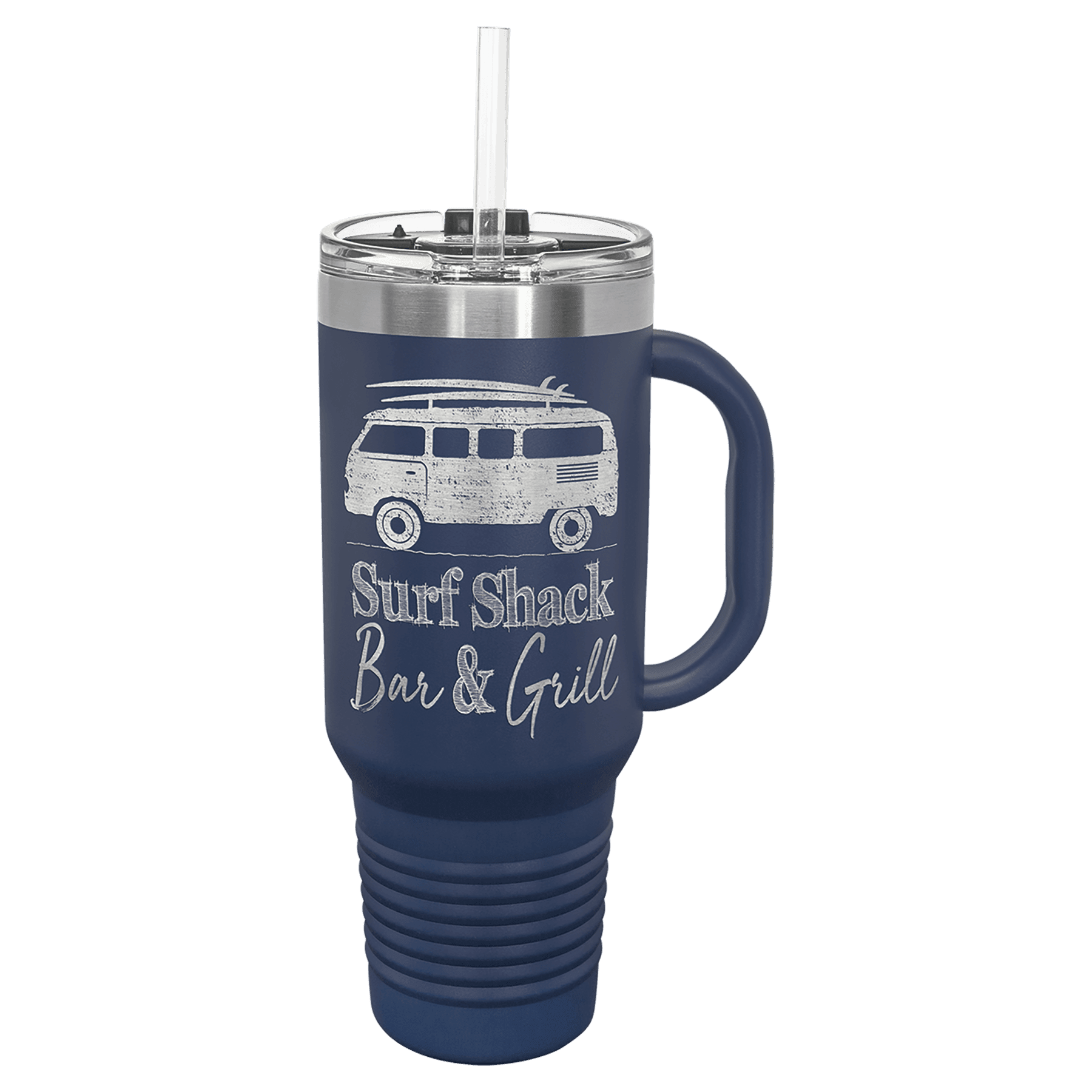 Polar Camel 40 oz. Navy Blue Travel Mug with Snap Lid & Straw