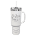 Polar Camel 40 oz. White Travel Mug with Snap Lid & Straw