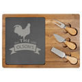 13 3/4" x 9 3/4" Acacia Wood/Slate Rectangle Cheese Set with Three Tools